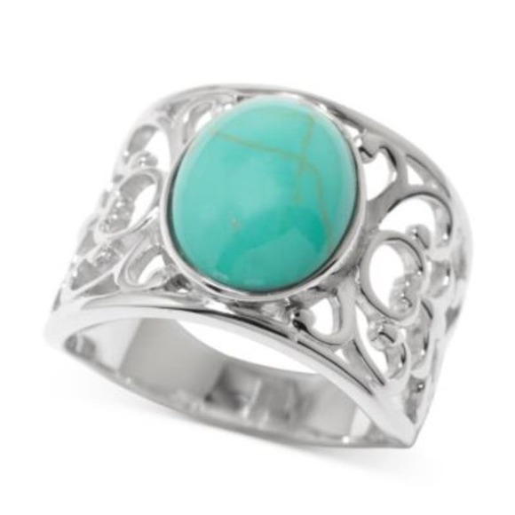 R. H. Macy Sterling Silver & Turquoise Filigree Ring - Picture 1 of 5